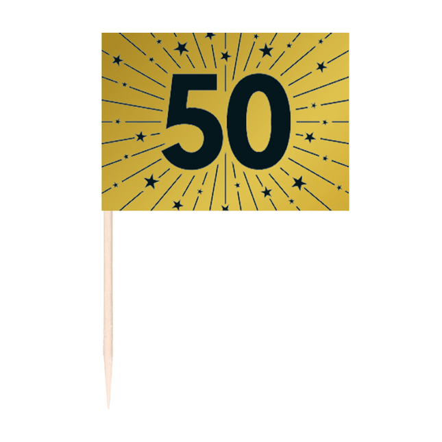 50 Zahnstocher - '50' Gold