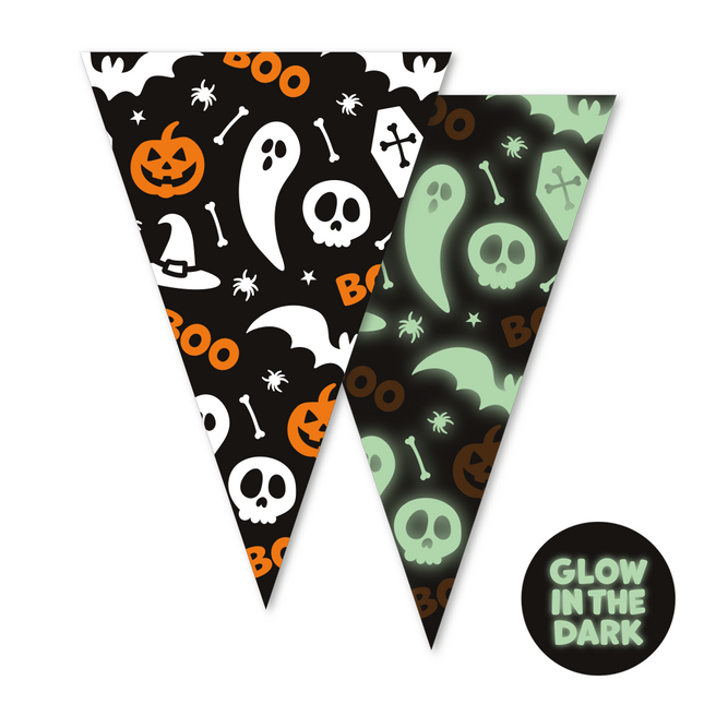 Girlande Papier 6m Glow in the Dark Halloween Boo 20x30cm