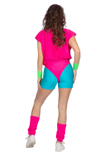 Neon 80S Aerobic Kostüm für Frauen 4 Stück
