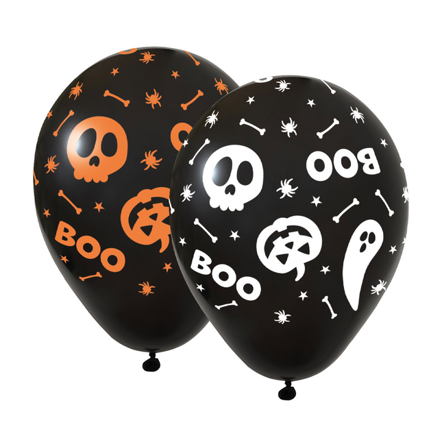 6 Luftballons 12" - 2 Drucke - Halloween Boo