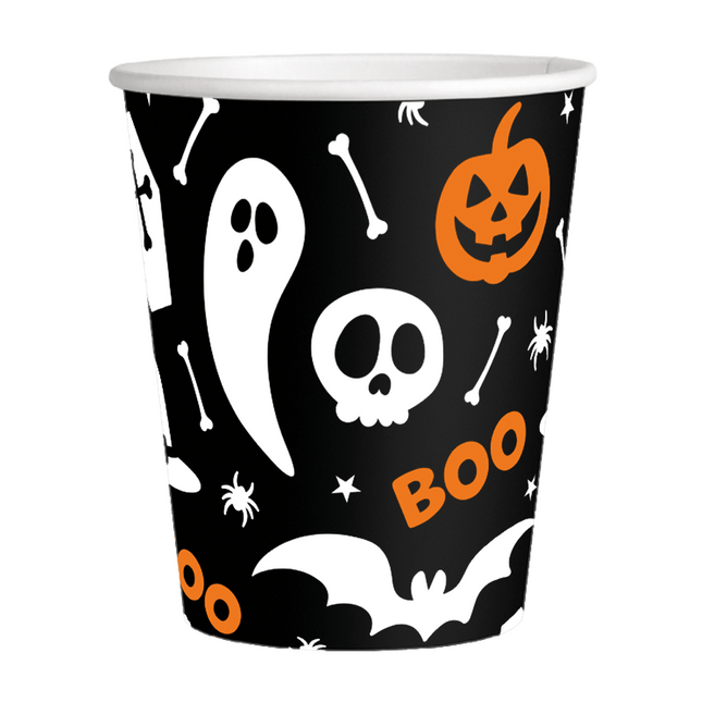 8 Pappbecher 210 ml Halloween Boo