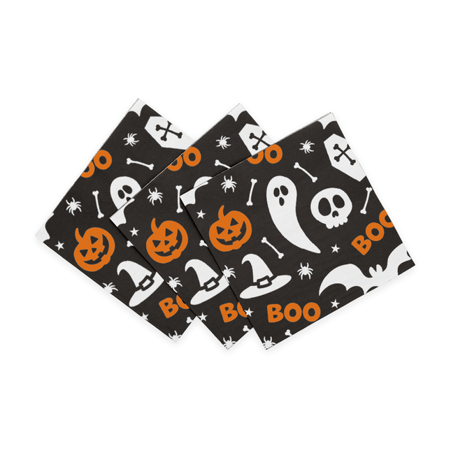 20 Stück 3-lagiges Papier 33x33cm Halloween Boo