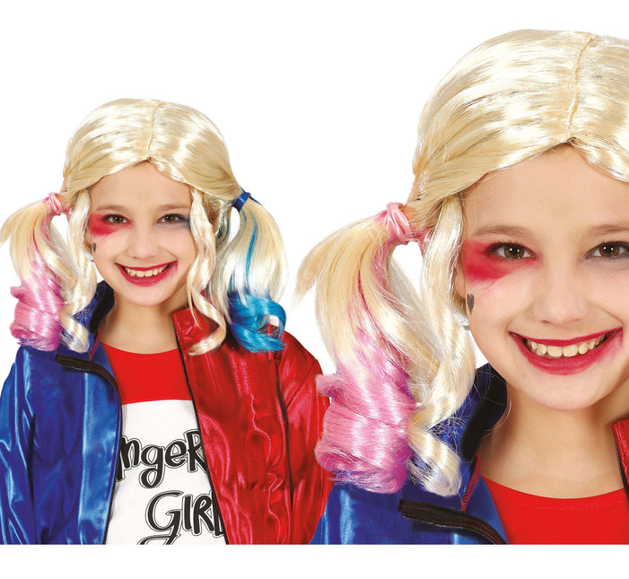 Blonde Perücke Harley Quinn Kind
