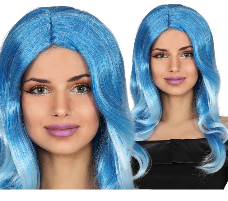 Blaue Perücke Langes Haar