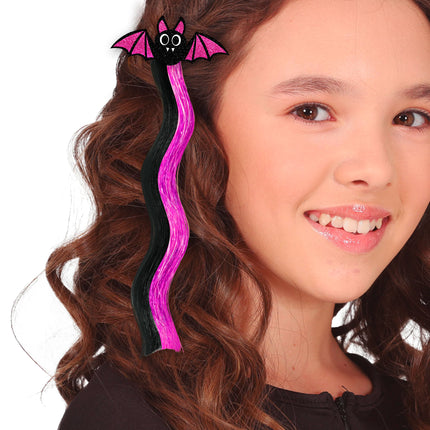 Fledermaus Haarverlängerung Schwarz Lila 40cm