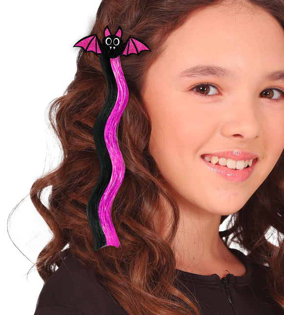 Fledermaus Haarverlängerung Schwarz Lila 40cm