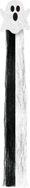 Halloween Haarverlängerung Schwarz Weiß Geist 40cm