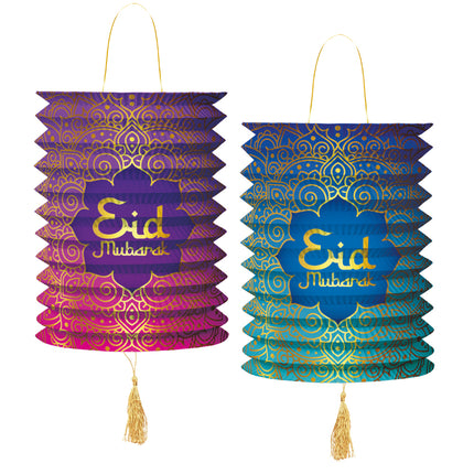 Eid Mubarak Lampions Lila Blau 25cm 2Stk
