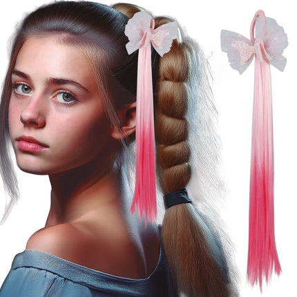 Rosa Haarverlängerung Schleife 40cm