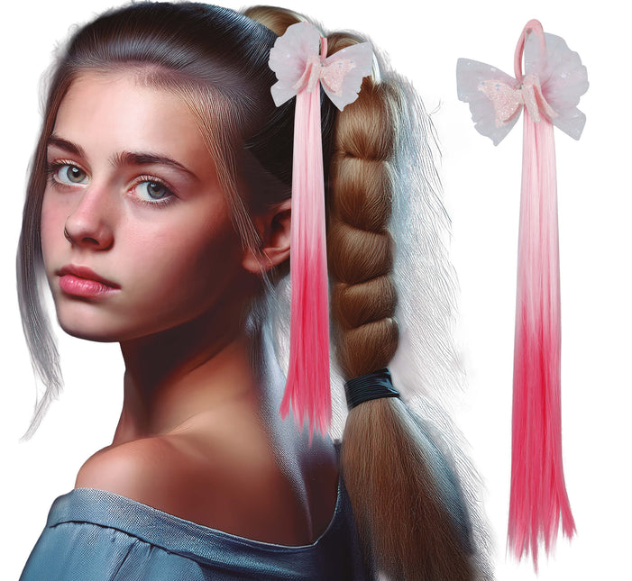 Rosa Haarverlängerung Schleife 40cm