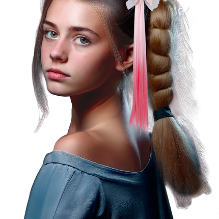 Rosa Haarverlängerung Schleife 40cm