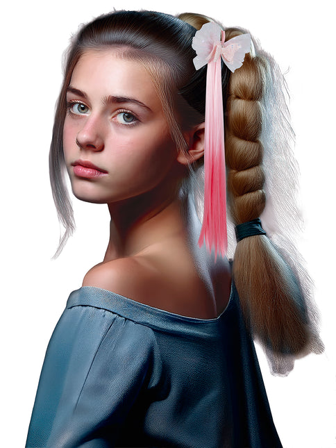 Rosa Haarverlängerung Schleife 40cm