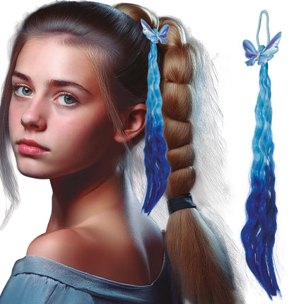 Blaue Haarverlängerung Schmetterling 35cm