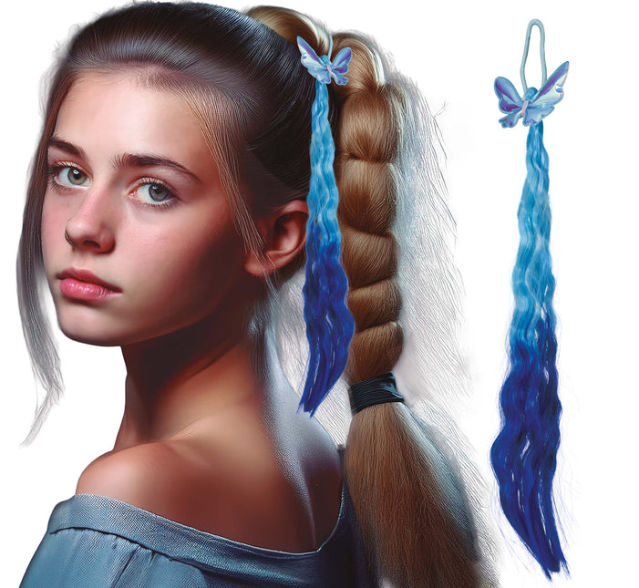 Blaue Haarverlängerung Schmetterling 35cm
