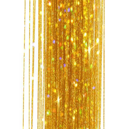 Gold Haarverlängerung Glitter 50cm 3Stück
