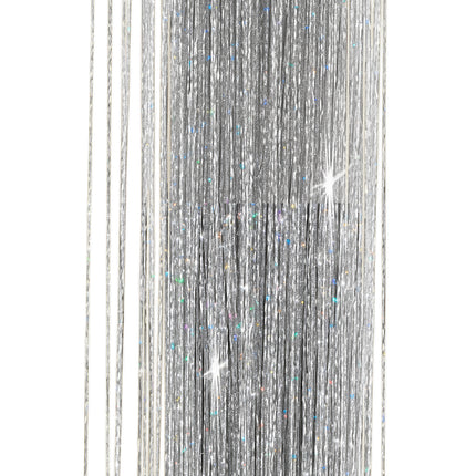 Silberne Haarverlängerung Glitter 50cm 3Stück
