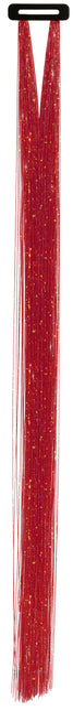 Rote Haarverlängerung Glitzer 50cm 3Stück