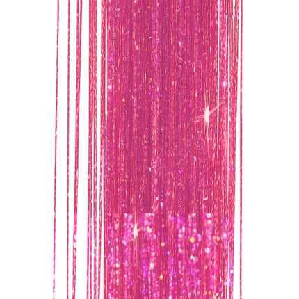 Rosa Haarverlängerung Glitzer 50cm 3Stück
