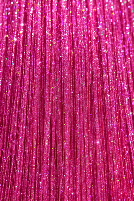 Rosa Haarverlängerung Glitzer 50cm 3Stück