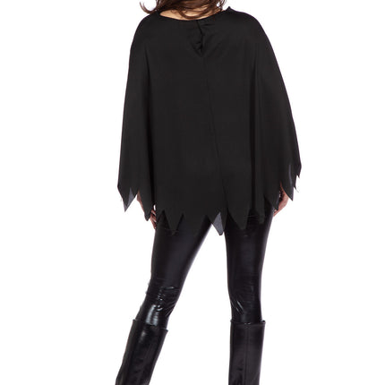 Skelett Poncho Schwarz Silber Strass