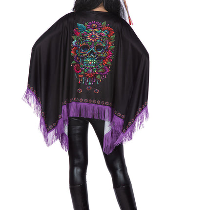 Dia De Los Muertos Poncho Schwarz Lila