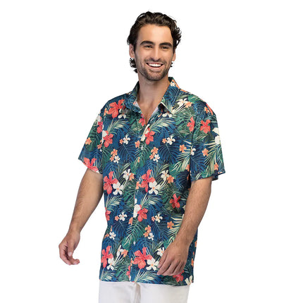 Hawaii Blouse Blauw Heren