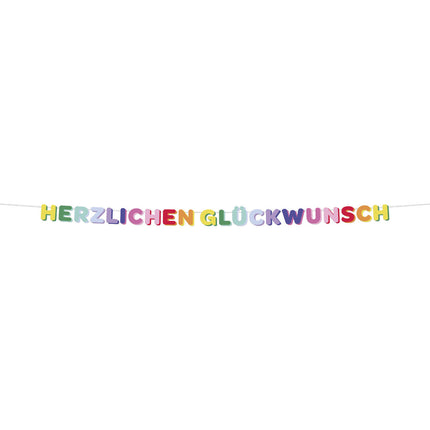 Bunte Buchstabengirlande Herzlich Glückwunsch 2.6m