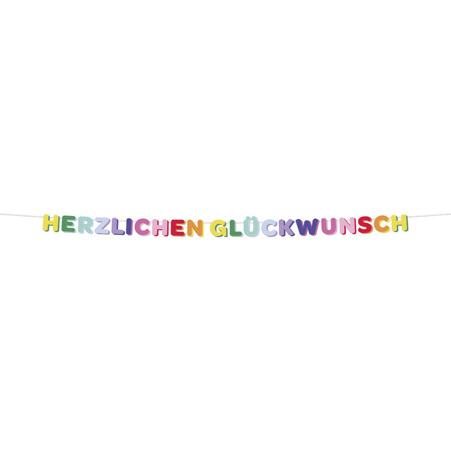 Bunte Buchstabengirlande Herzlich Glückwunsch 2.6m
