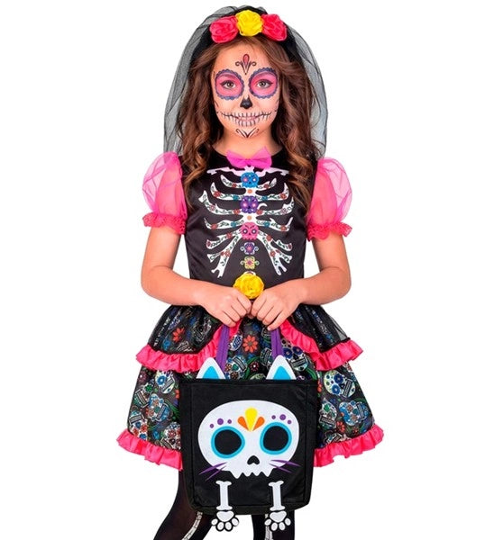 „Trick or Treat“-Tasche mit Skelett-Katze