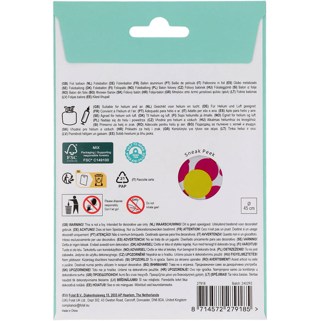 18 Jahre Helium Ballon Leer 45cm