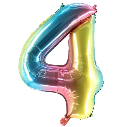 4 Jahre Zahlenballon Regenbogen leer 1 m