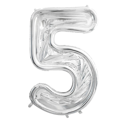 5 Jaar Ballon Frame Zilver 1,26m - Partywinkel - 5904555037427