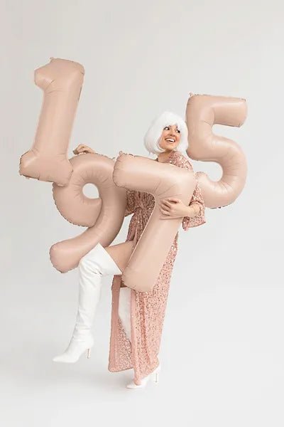 5 Jaar Cijfer Ballon Beige Glans Leeg 72cm van Partydeco koop je bij Partywinkel