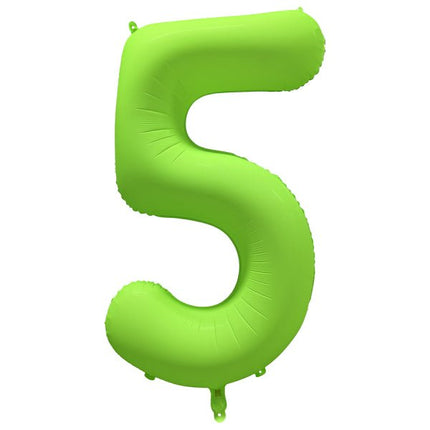 5 Jaar Cijfer Ballon Neon Groen Leeg 86cm van Riethmueller koop je bij Partywinkel