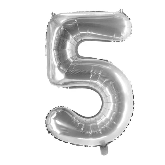5 Jaar Cijfer Ballon Zilver Leeg 1m van VDV Benefit koop je bij Partywinkel