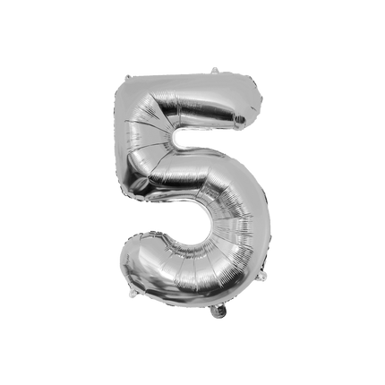 5 Jaar Cijfer Ballon Zilver Leeg 86cm - Partywinkel - 8716764237157
