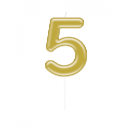 5 Jaar Kaars Goud 10,5cm van Paper Dreams koop je bij Partywinkel