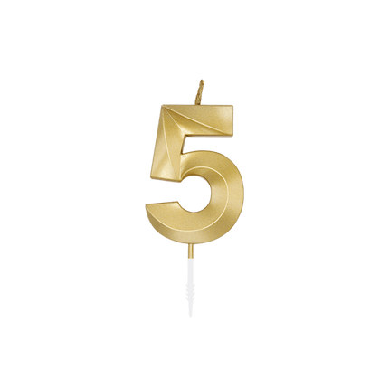 5 Jaar Kaars Goud Metallic 6cm van WeFiesta koop je bij Partywinkel