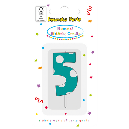 5 Jaar Kaars Lichtblauw van Procos koop je bij Partywinkel