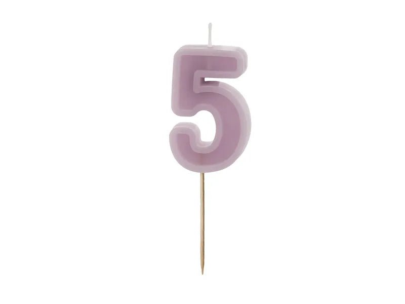 5 Jaar Kaars Paars 10cm van Partydeco koop je bij Partywinkel