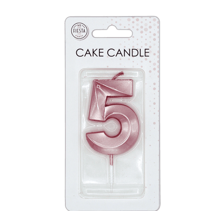 5 Jaar Kaars Rose Goud Metallic 6cm van WeFiesta koop je bij Partywinkel