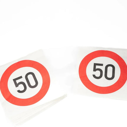50 Jaar Servetten Verkeersbord 33cm 20st van VDV Benefit koop je bij Partywinkel