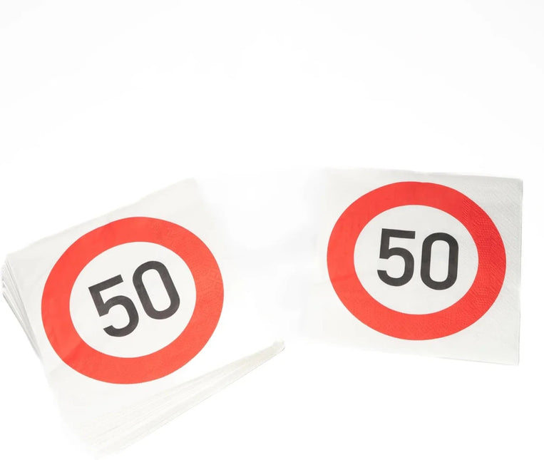 50 Jaar Servetten Verkeersbord 33cm 20st van VDV Benefit koop je bij Partywinkel