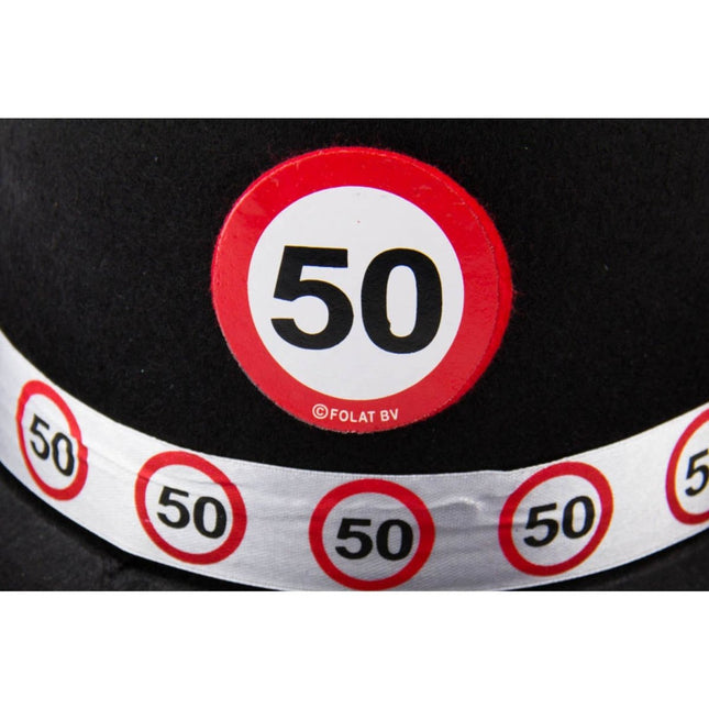 50 Jaar Zwarte Bolhoed Verkeersbord van Folat koop je bij Partywinkel