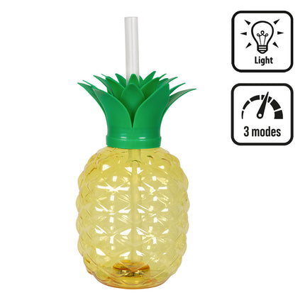LED-Tasse Ananas mit Strohhalm