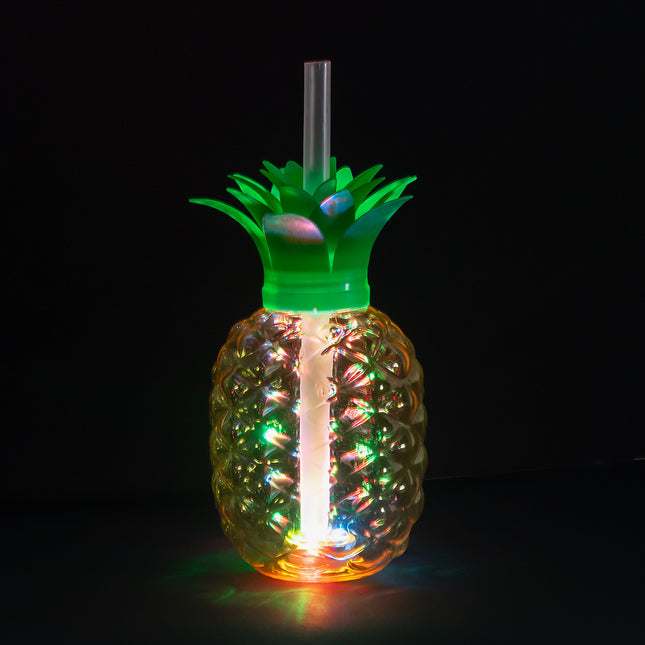 LED-Tasse Ananas mit Strohhalm