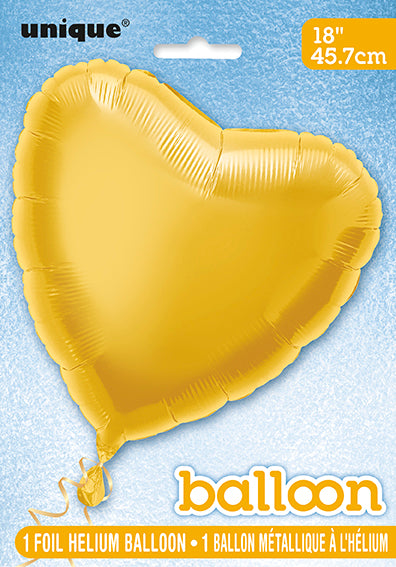 Solider Herz-Folienballon 18", verpackt - Gold
