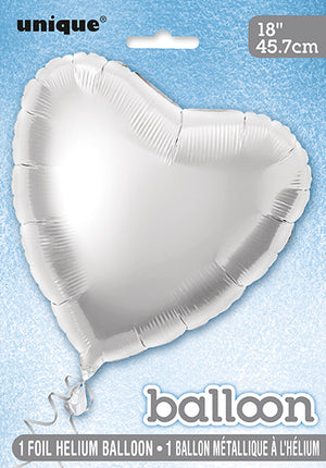 Herz Helium Ballon Silber Leer 45cm