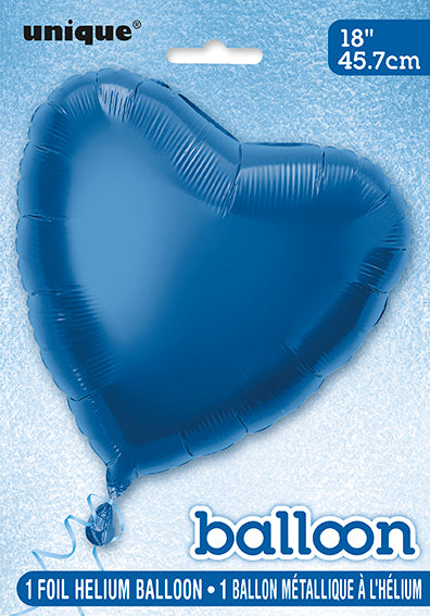 Solider Herz-Folienballon 18", verpackt - Königsblau