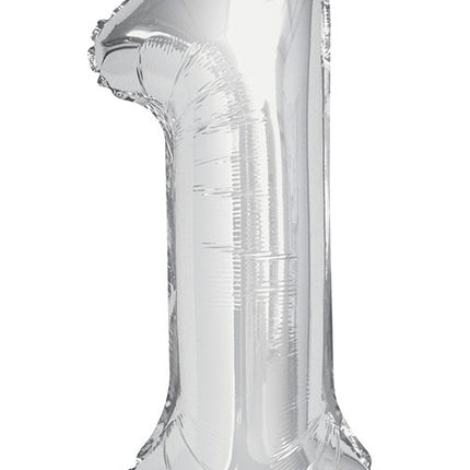 1 Jahr Figur Ballon Silber Leer 86cm
